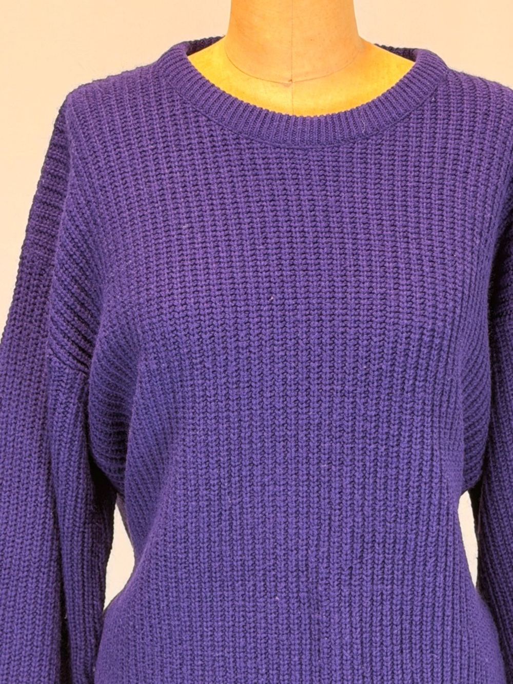 VINTAGE 80s Winter Harbor chunky knit sweater‎ saturated bold plum purple women - Picture 4 of 9